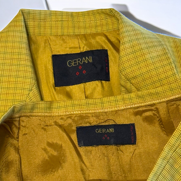 90s Gerani Italian Wool Skirt Suit Size M Saffron Yellow Retro Preppy Minimalist - Picture 6 of 13